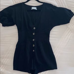 Urban Outfitters black linen romper